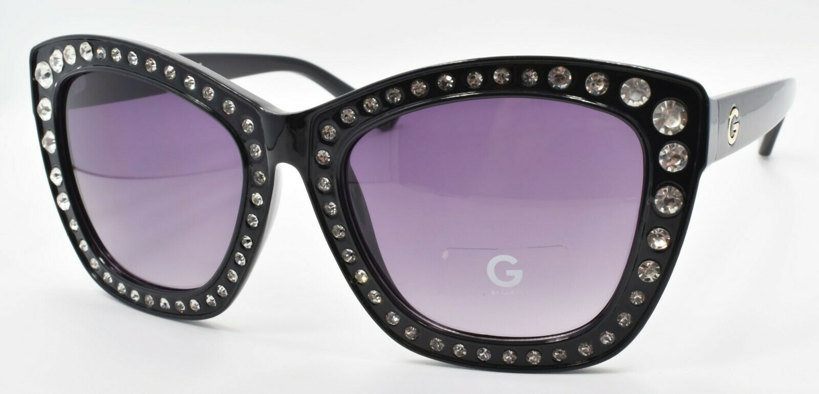 1-G by GUESS GG1174 01A Women's Sunglasses 56-20-140 Black + Rhinestones / Smoke-889214033758-IKSpecs