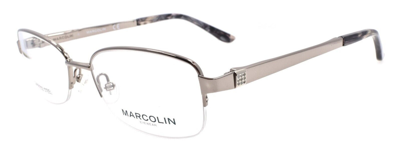 Marcolin MA5011 008 Women's Eyeglasses Frames Half Rim 54-17-140 Shiny Gunmetal