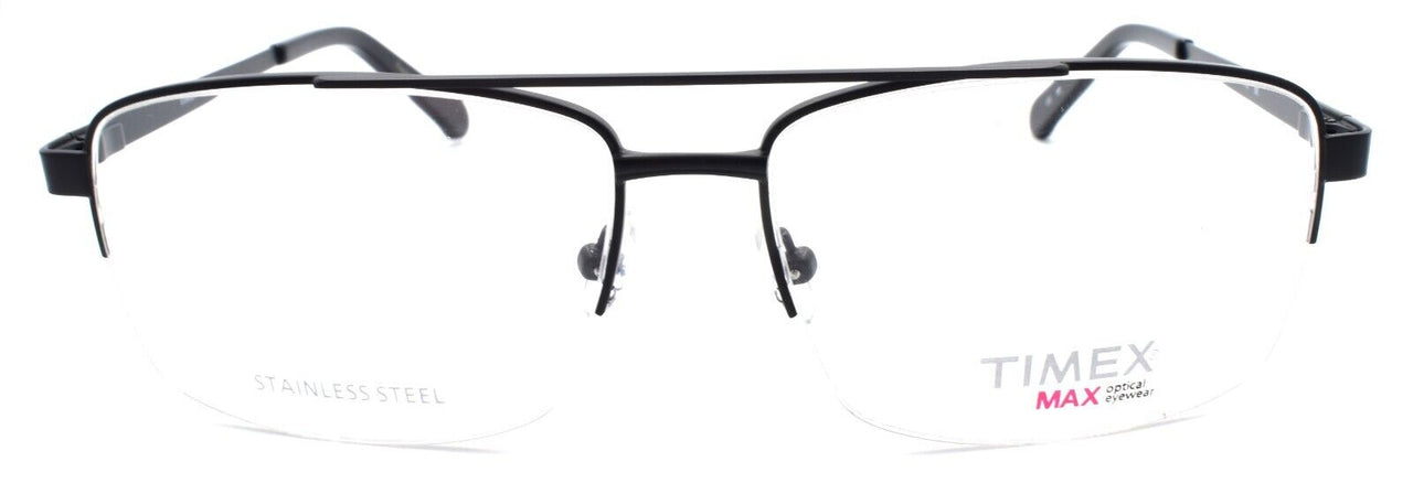 2-Timex 4:53 PM Men's Eyeglasses Frames Aviator Half-rim LARGE 58-15-145 Black-715317183796-IKSpecs
