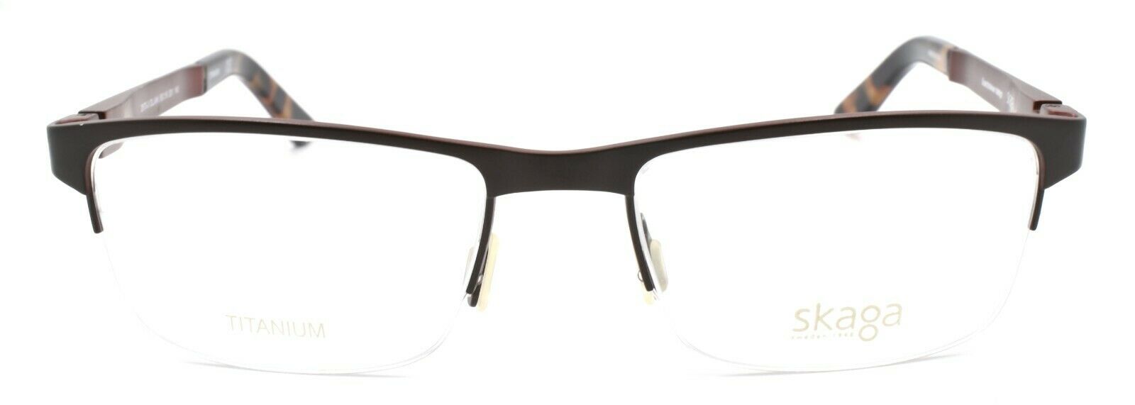 2-Skaga 2573-U Oljan 201 Men's Glasses Frames Half Rim TITANIUM 55-19-140 Brown-IKSpecs