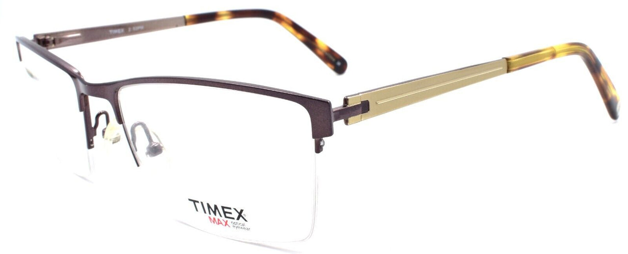 1-Timex 2:53 PM Men's Eyeglasses Frames Half-rim LARGE 57-18-145 Brown-715317205849-IKSpecs