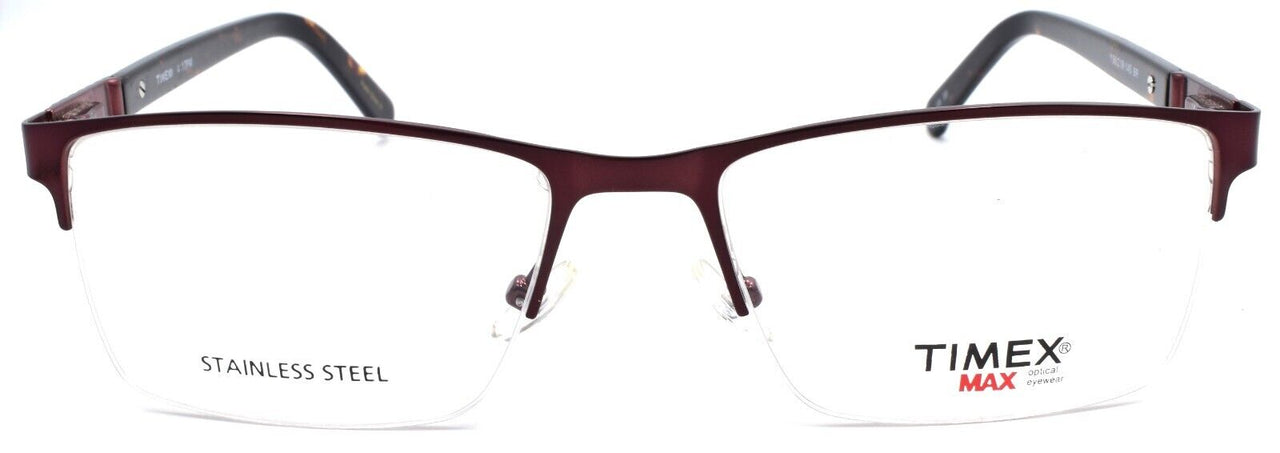 2-Timex 4:17 PM Men's Eyeglasses Frames Half-rim 56-18-145 Brown-715317152259-IKSpecs