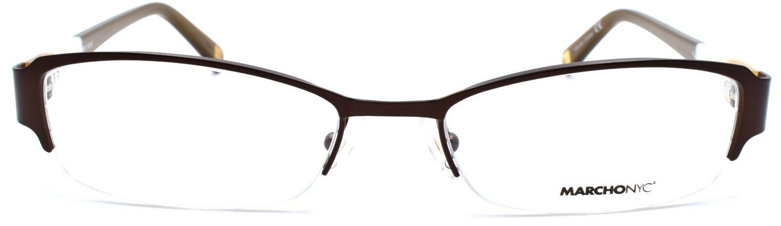 2-Marchon Plaza 210 Women's Eyeglasses Frames Half-rim 50-17-135 Satin Brown-883121938717-IKSpecs