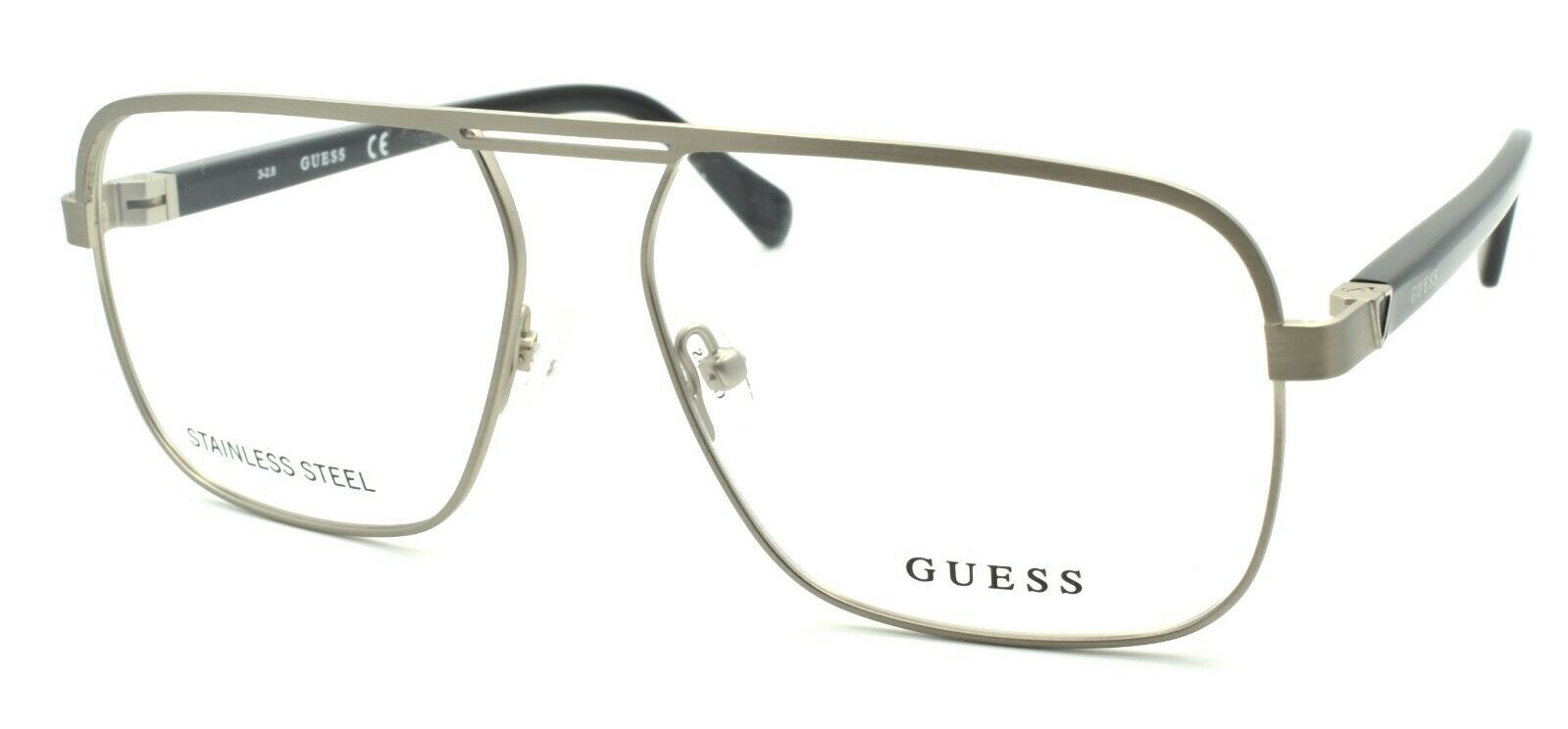 1-GUESS GU1966 010 Men's Eyeglasses Frames Aviator 57-15-145 Light Nickeltin-889214033888-IKSpecs