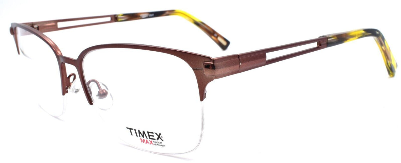 1-Timex L069 Men's Eyeglasses Frames Half-rim 56-17-145 Brown-715317090162-IKSpecs
