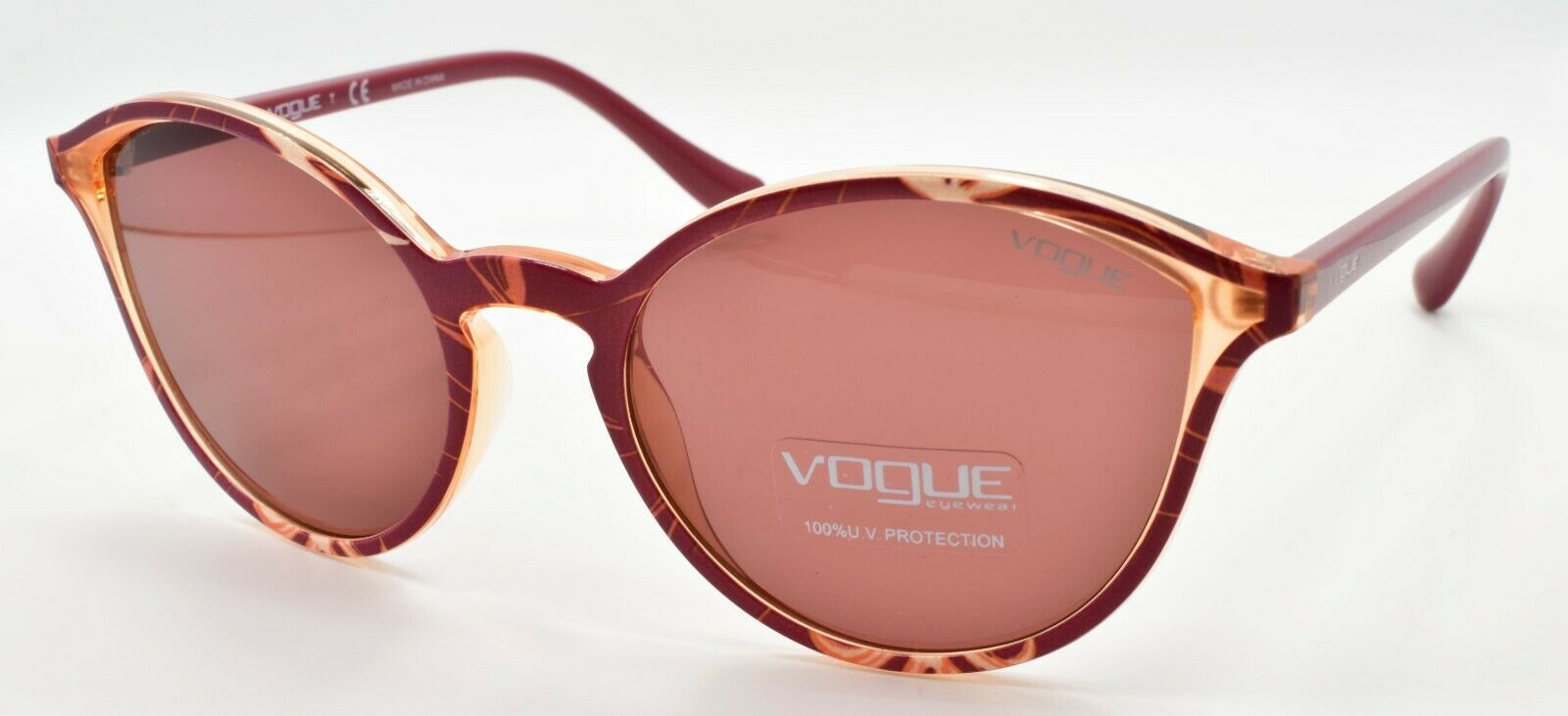 1-Vogue VO5255-S 269775 Women's Sunglasses Red Striped Orange / Violet 55-19-140-8056597009942-IKSpecs