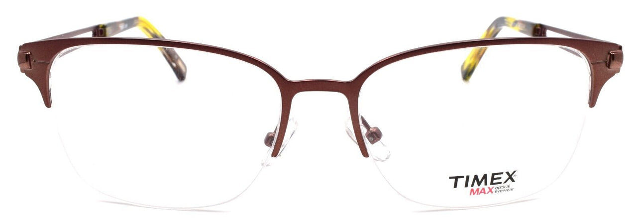 2-Timex L069 Men's Eyeglasses Frames Half-rim LARGE 58-17-150 Brown-715317090179-IKSpecs
