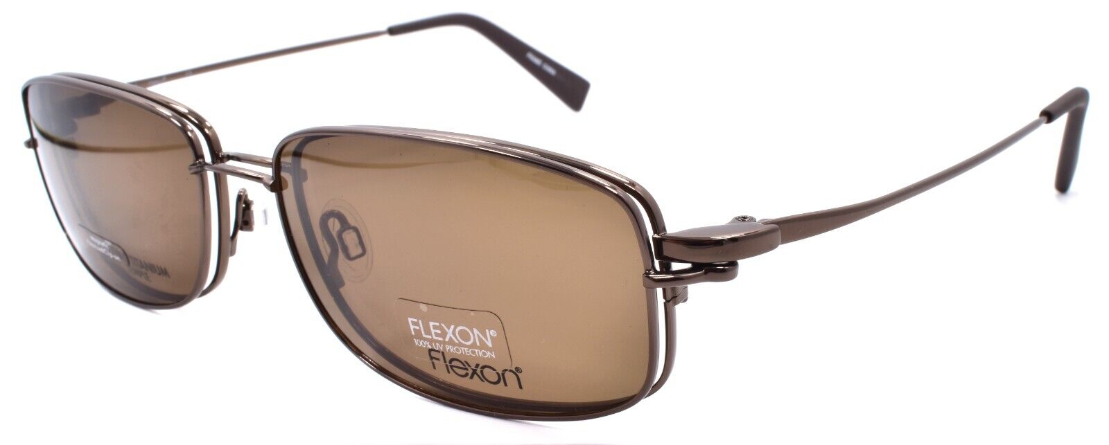 1-Flexon FLX 904 MAG 210 Men's Eyeglasses Brown 57-18-145 + Clip On Sunglasses-750666984861-IKSpecs