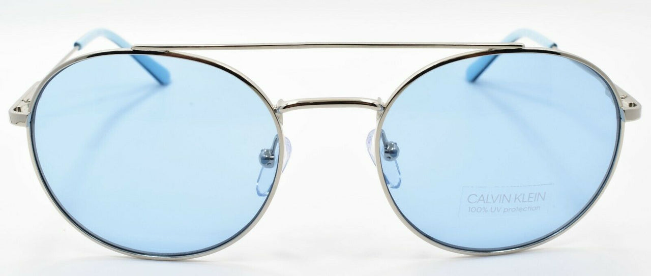 Calvin Klein CK18116S 046 Men's Sunglasses Aviator Round 52-19-140 Nickel / Blue