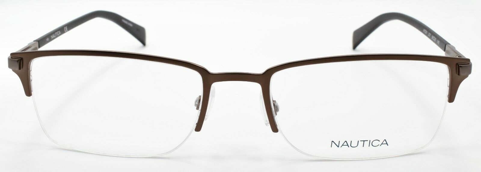 2-Nautica N7281 237 Men's Eyeglasses Frames Half-rim 56-20-140 Matte Brown-688940457452-IKSpecs