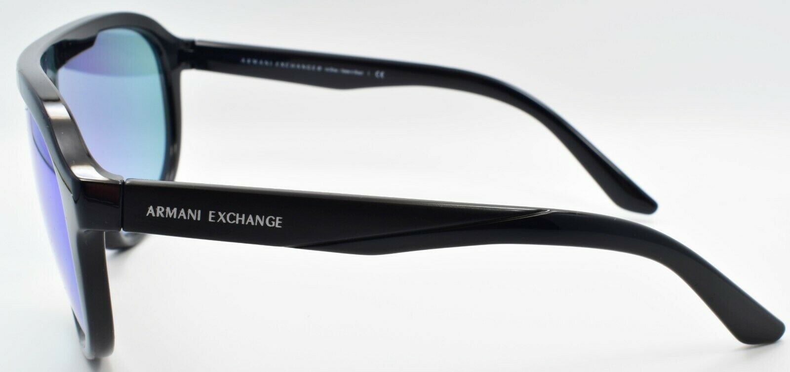 3-Armani Exchange AX4099S 815831 Shield Sunglasses Black / Blue Mirror-7895653196643-IKSpecs