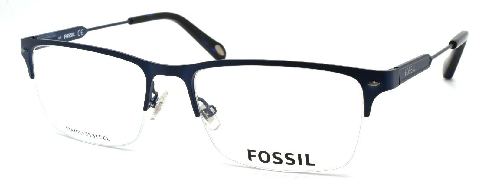 1-Fossil FOS 6080 0DA4 Men's Eyeglasses Frames Half-rim 54-17-145 Navy Blue-827886073801-IKSpecs