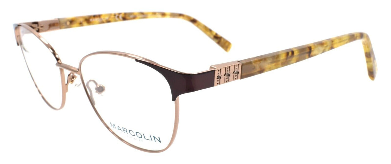 Marcolin MA5021 045 Women's Eyeglasses Swarovski 50-16-140 Shiny Light Brown