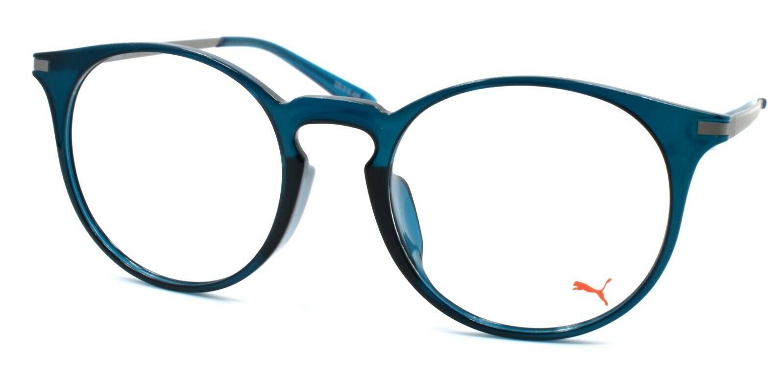 1-PUMA PU0116OA 003 Eyeglasses Frames Round 50-19-145 Green / Silver-889652063829-IKSpecs
