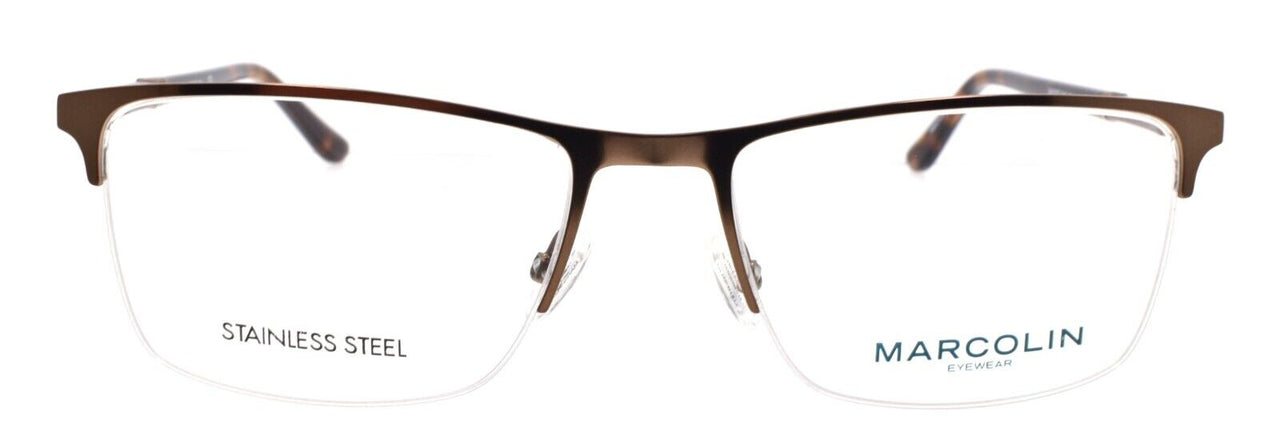 Marcolin MA3027 049 Men's Eyeglasses Frames Half Rim 55-18-145 Brown