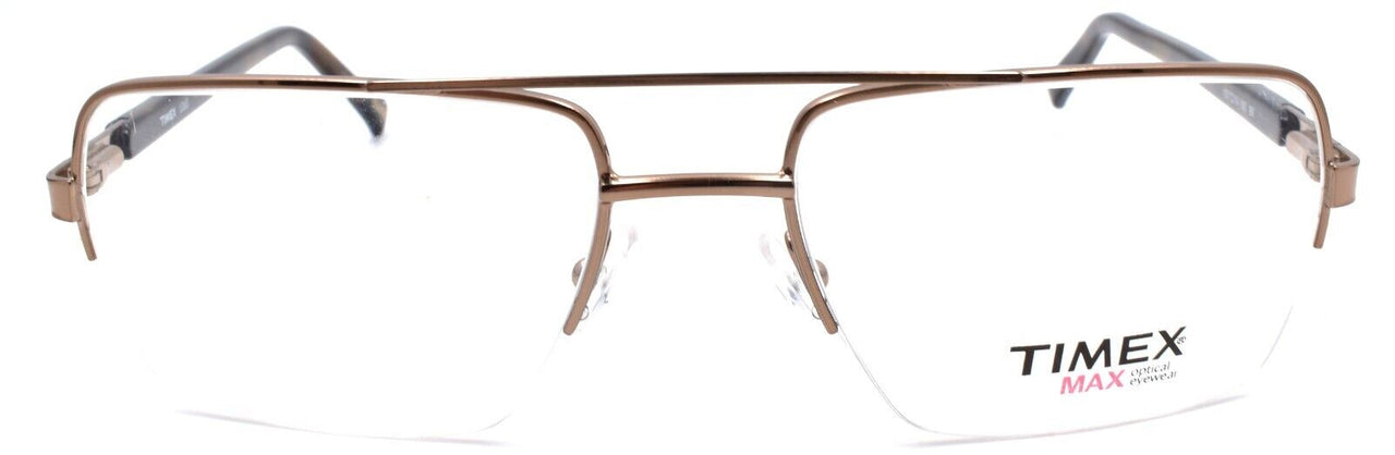 2-Timex L060 PM Men's Eyeglasses Frames Aviator Half-rim LARGE 57-19-150 Brown-715317054386-IKSpecs