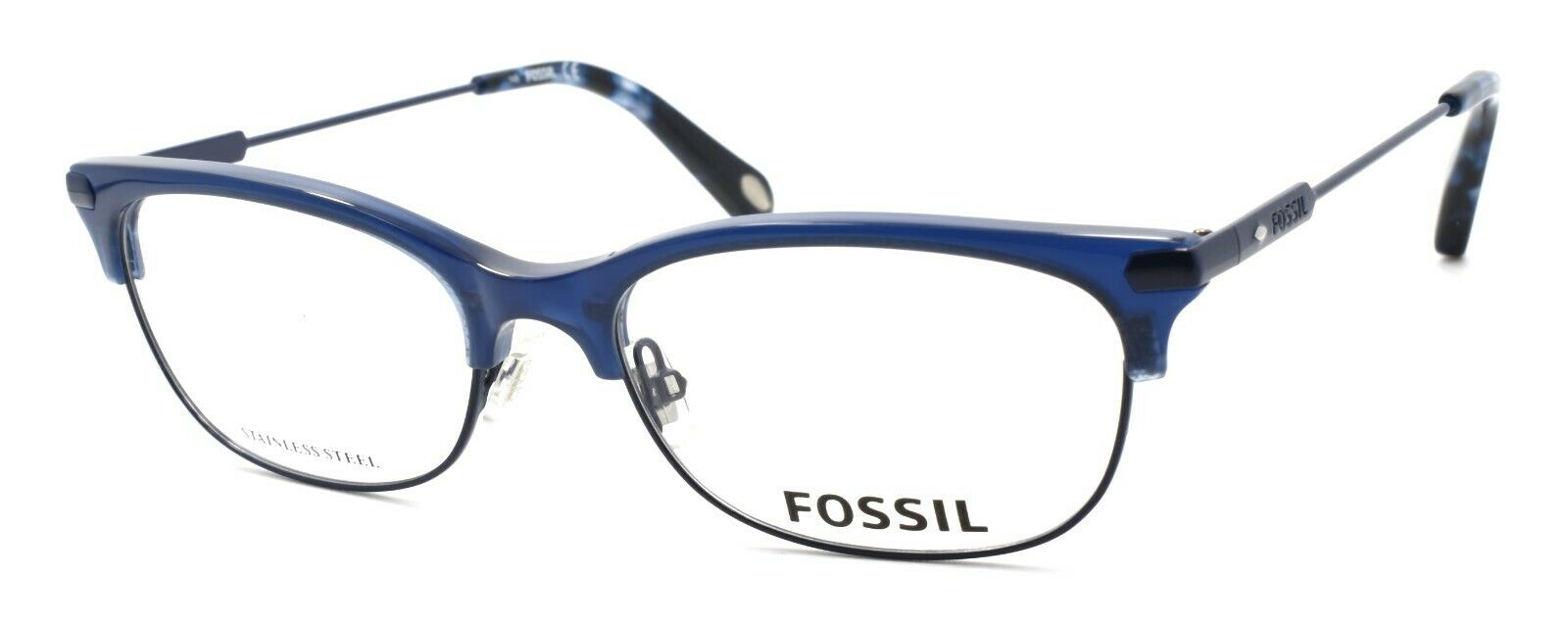 1-Fossil FOS 6055 OIO Women's Eyeglasses Frames 52-17-145 Blue + CASE-762753440662-IKSpecs