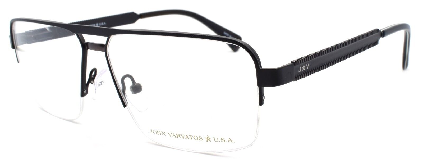 1-John Varvatos VJVC005 Men's Eyeglasses Frames Half-rim 57-13-145 Black-751286356144-IKSpecs
