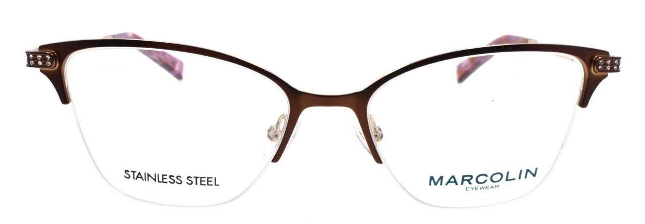 Marcolin MA5020 049 Women's Eyeglasses Frames Half Rim 52-17-135 Brown