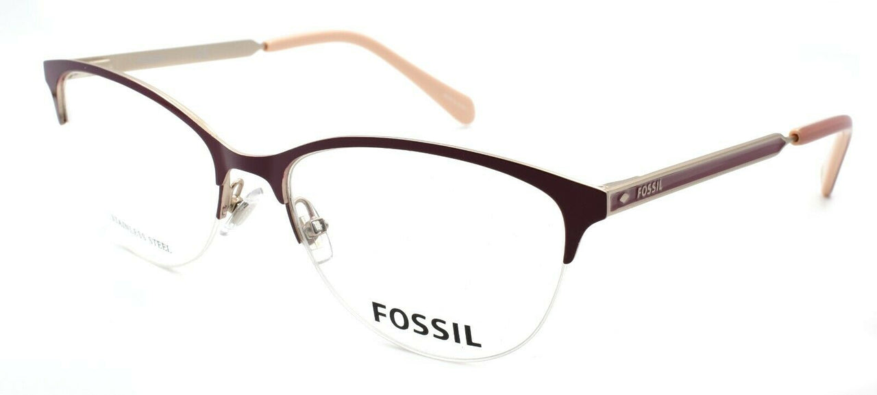 1-Fossil FOS 7011 6K3 Women's Eyeglasses Frames Half-rim 54-17-145 Burgundy / Gold-762753340825-IKSpecs