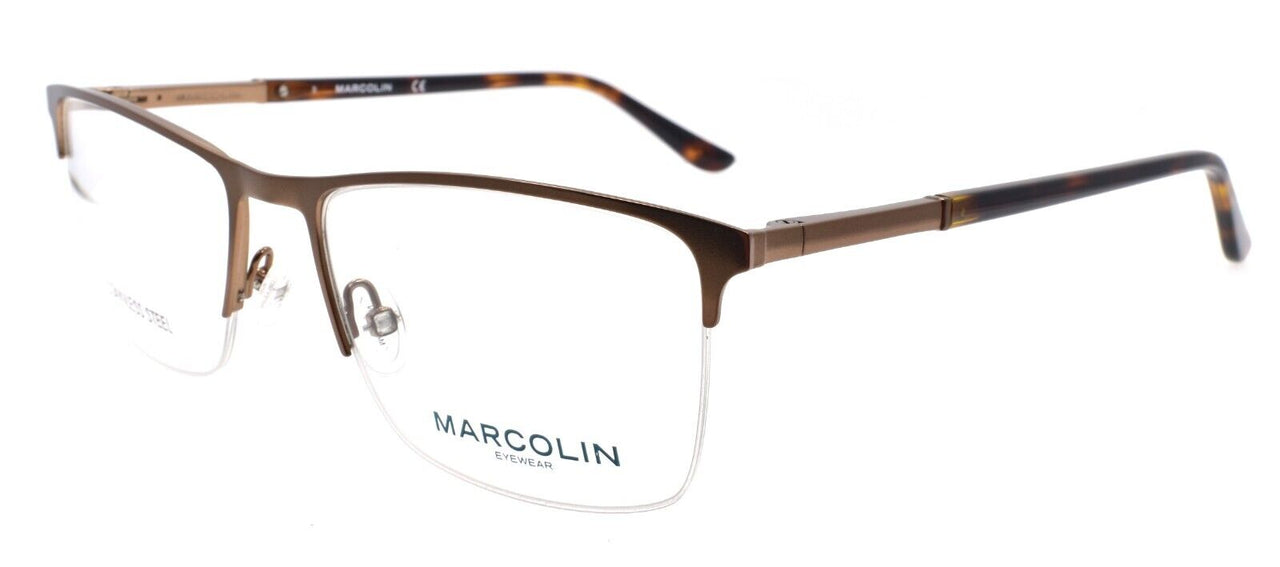 Marcolin MA3027 049 Men's Eyeglasses Frames Half Rim 55-18-145 Brown