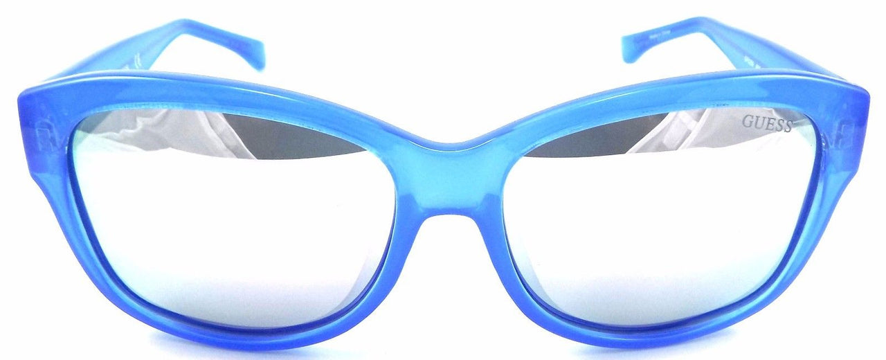2-GUESS GF0259 90C Women's Sunglasses 56-16-135 Shiny Blue / Silver Mirrored Lens-664689821433-IKSpecs