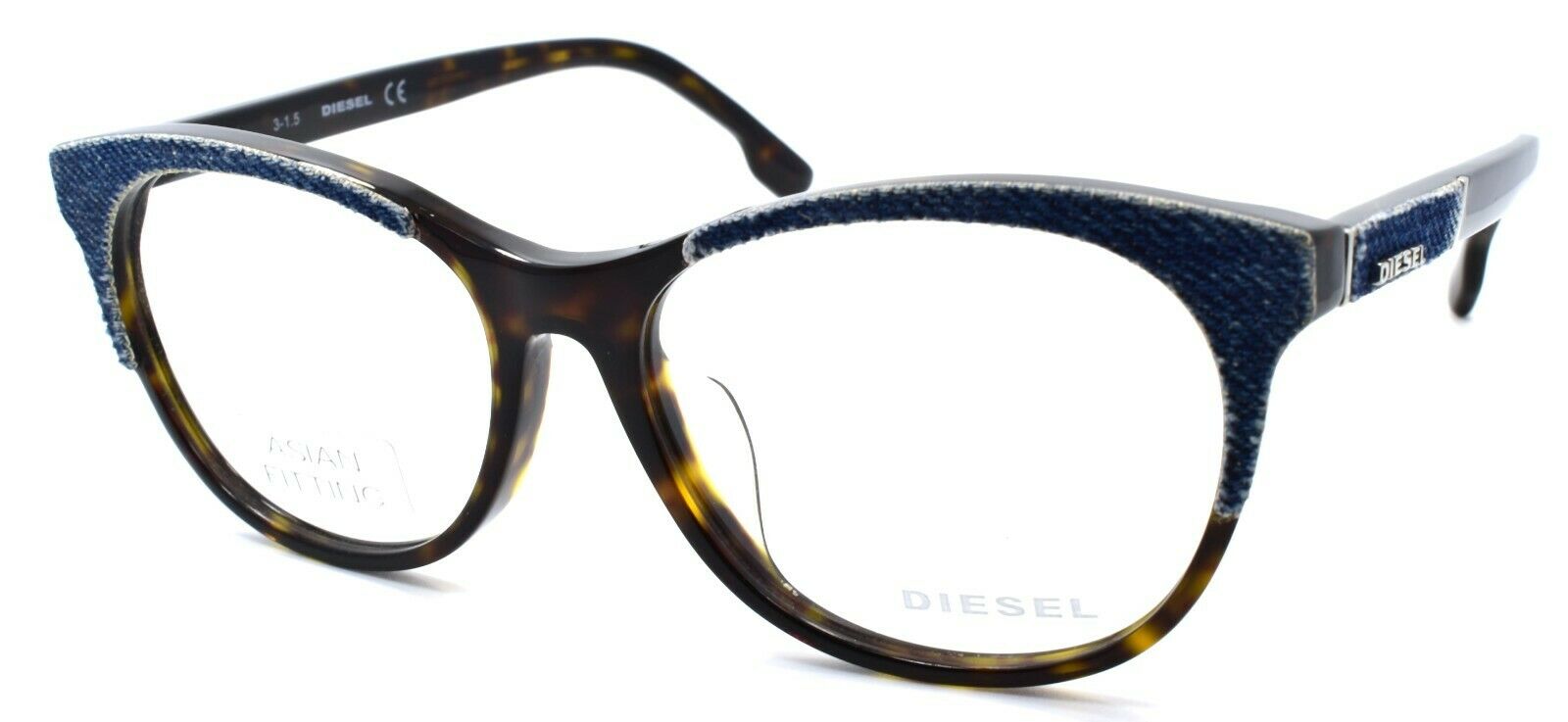 1-Diesel DL5155-F 052 Women's Glasses Frames Asian Fit 56-16-145 Dark Havana Denim-664689707812-IKSpecs