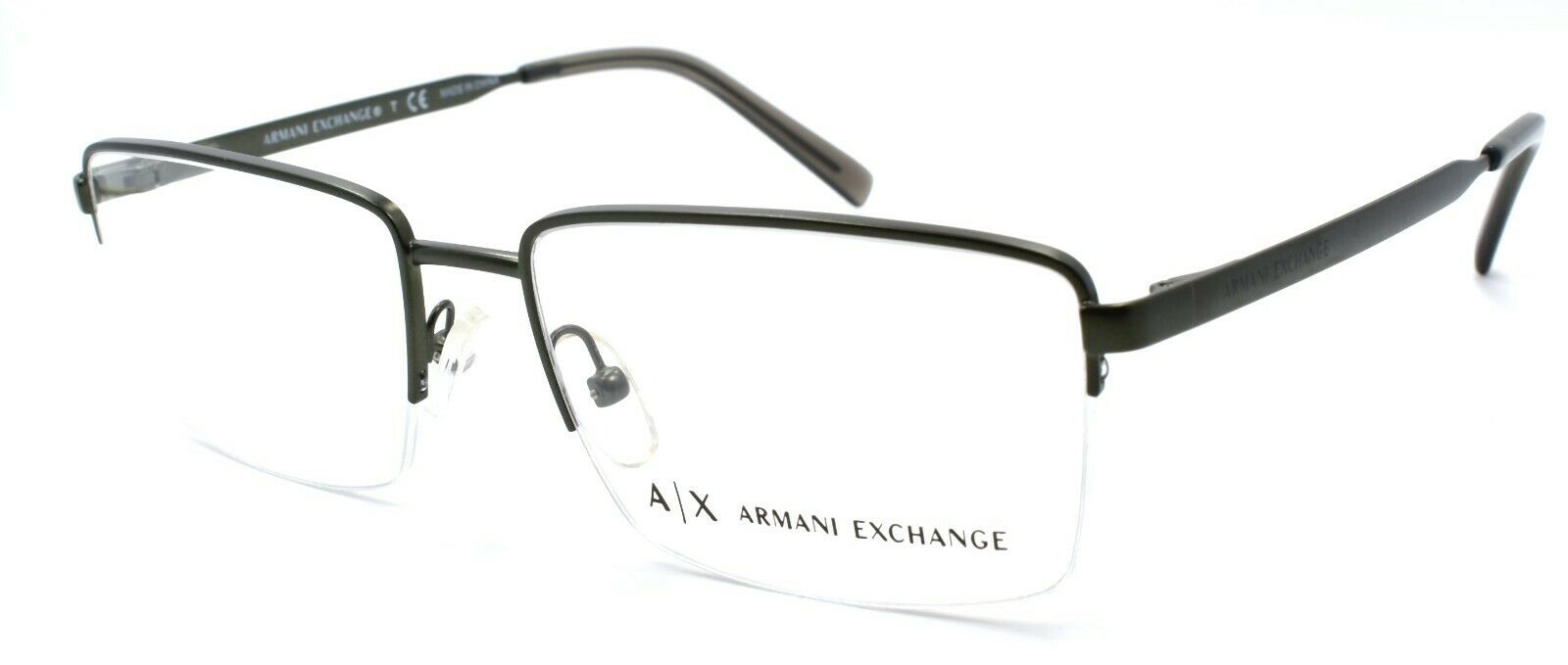 1-Armani Exchange AX1027 6101 Men's Glasses Frames Half-rim 54-17-140 Matte Olive-8053672798241-IKSpecs