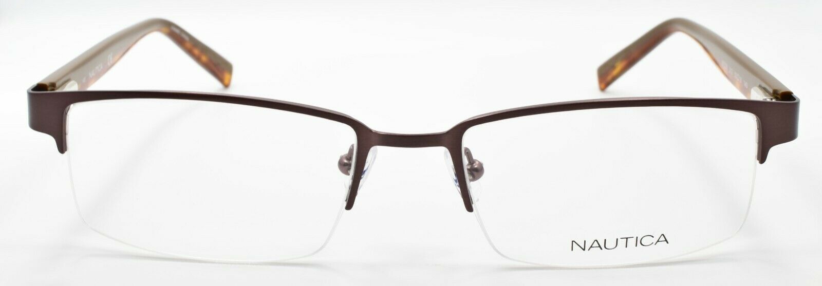 2-Nautica N7229 212 Men's Eyeglasses Frames Half-rim 53-18-140 Light Brown-688940442540-IKSpecs