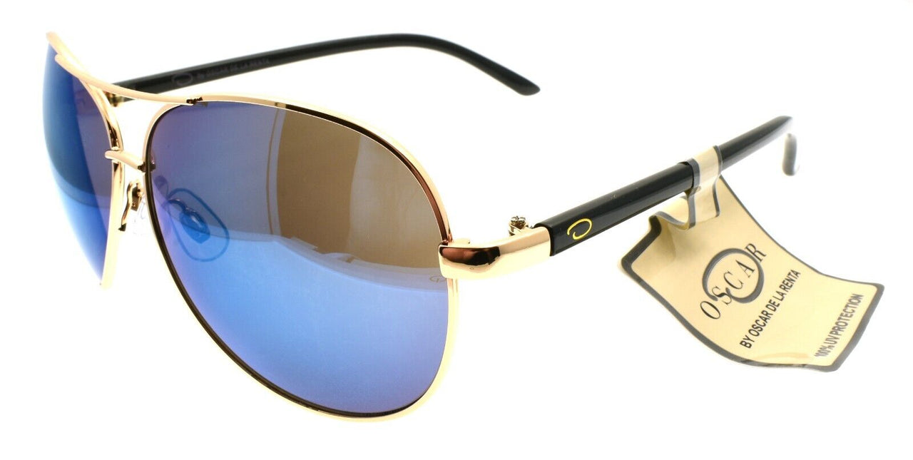 1-OSCAR By Oscar De La Renta OSS3045 450 Sunglasses Aviator Gold / Blue Mirror-800414396726-IKSpecs