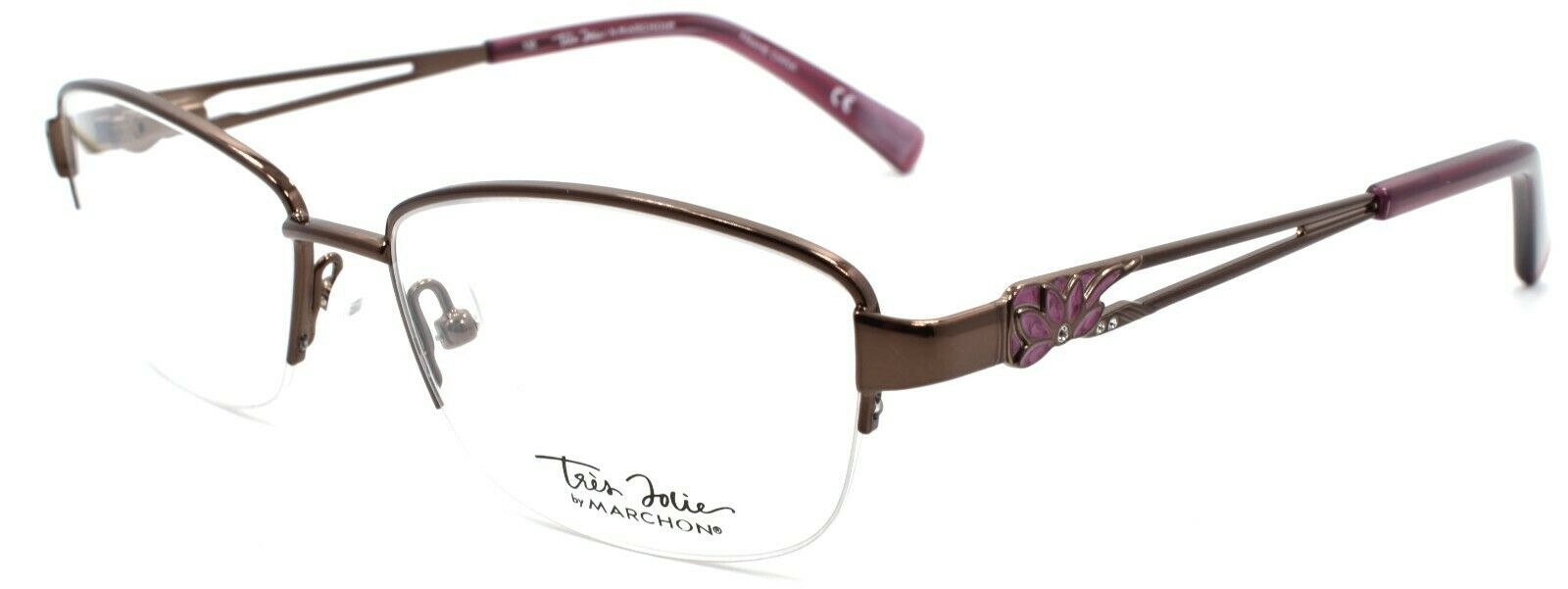 1-Marchon Tres Jolie 171 210 Women's Eyeglasses Frames Half-rim 52-16-135 Brown-886895262866-IKSpecs