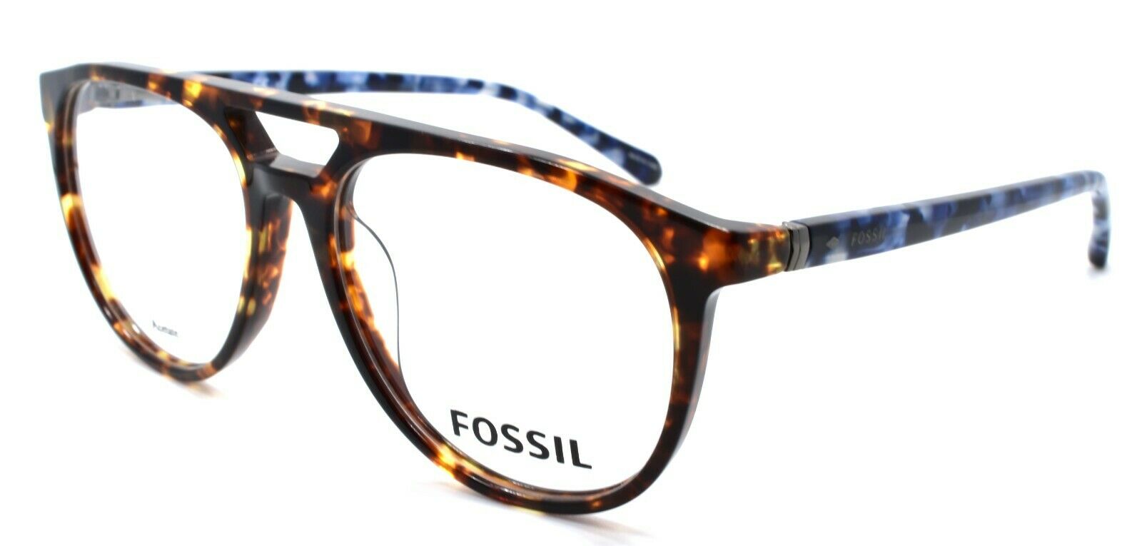 1-Fossil FOS 7054 086 Men's Eyeglasses Frames Aviator 53-16-145 Dark Havana / Blue-716736165844-IKSpecs