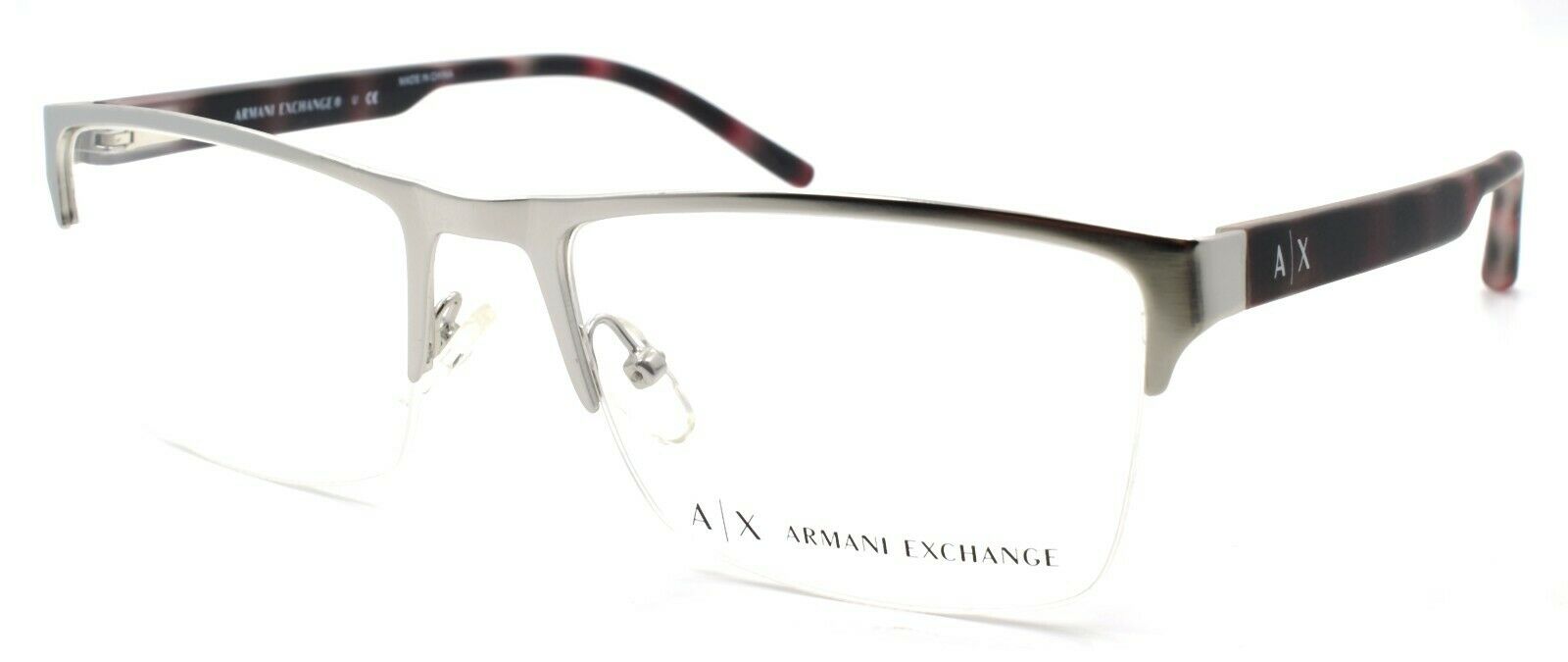 1-Armani Exchange AX1026 6020 Men's Eyeglasses Frames Half-rim 54-18-140 Silver-8053672798234-IKSpecs