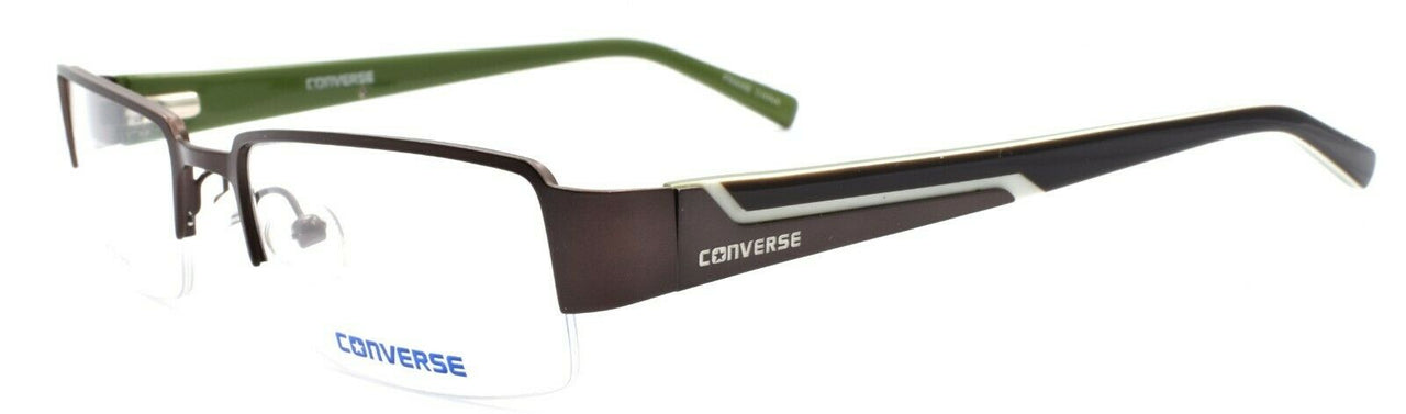 1-CONVERSE Slide Film Men's Eyeglasses Frames Half-rim SMALL 50-18-135 Brown +CASE-751286227468-IKSpecs