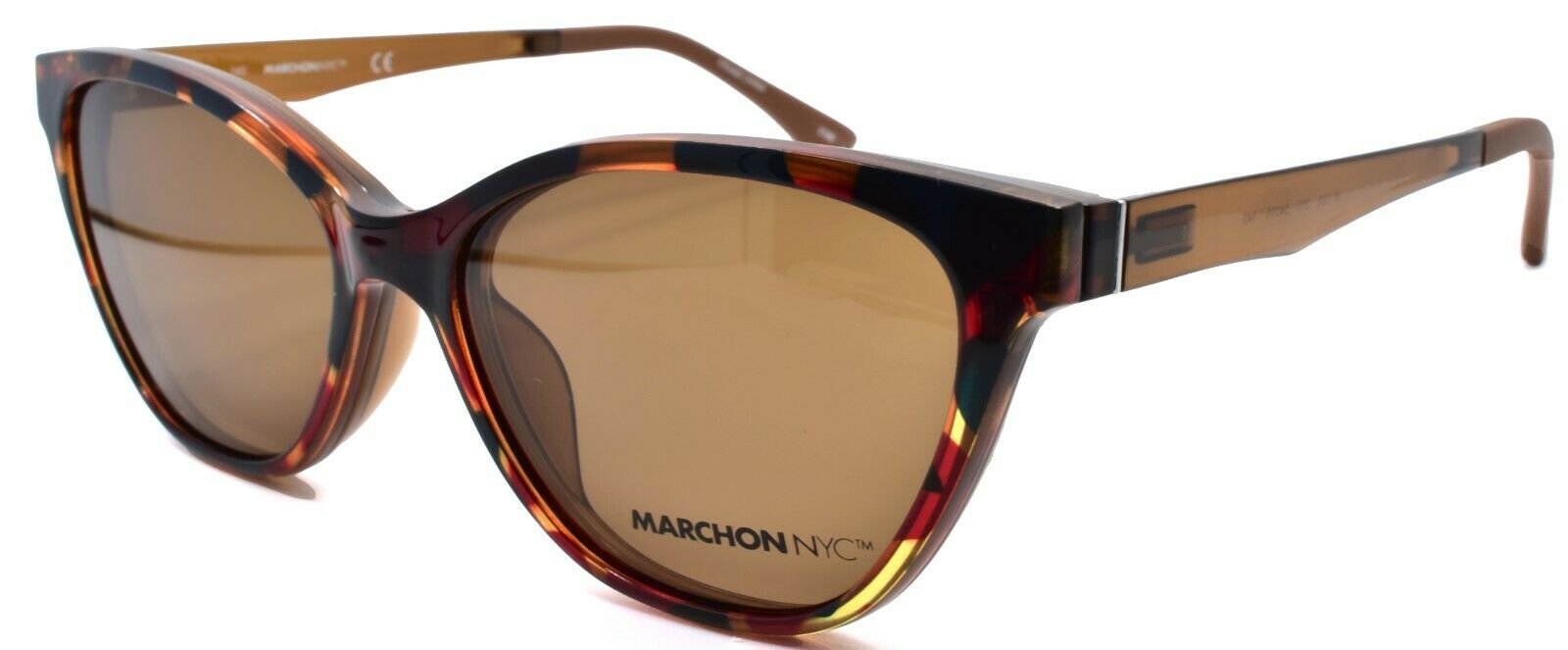 1-Marchon M-1500 210 Women's Eyeglasses 54-15-140 Brown + 2 Magnetic Clip Ons-886895485845-IKSpecs