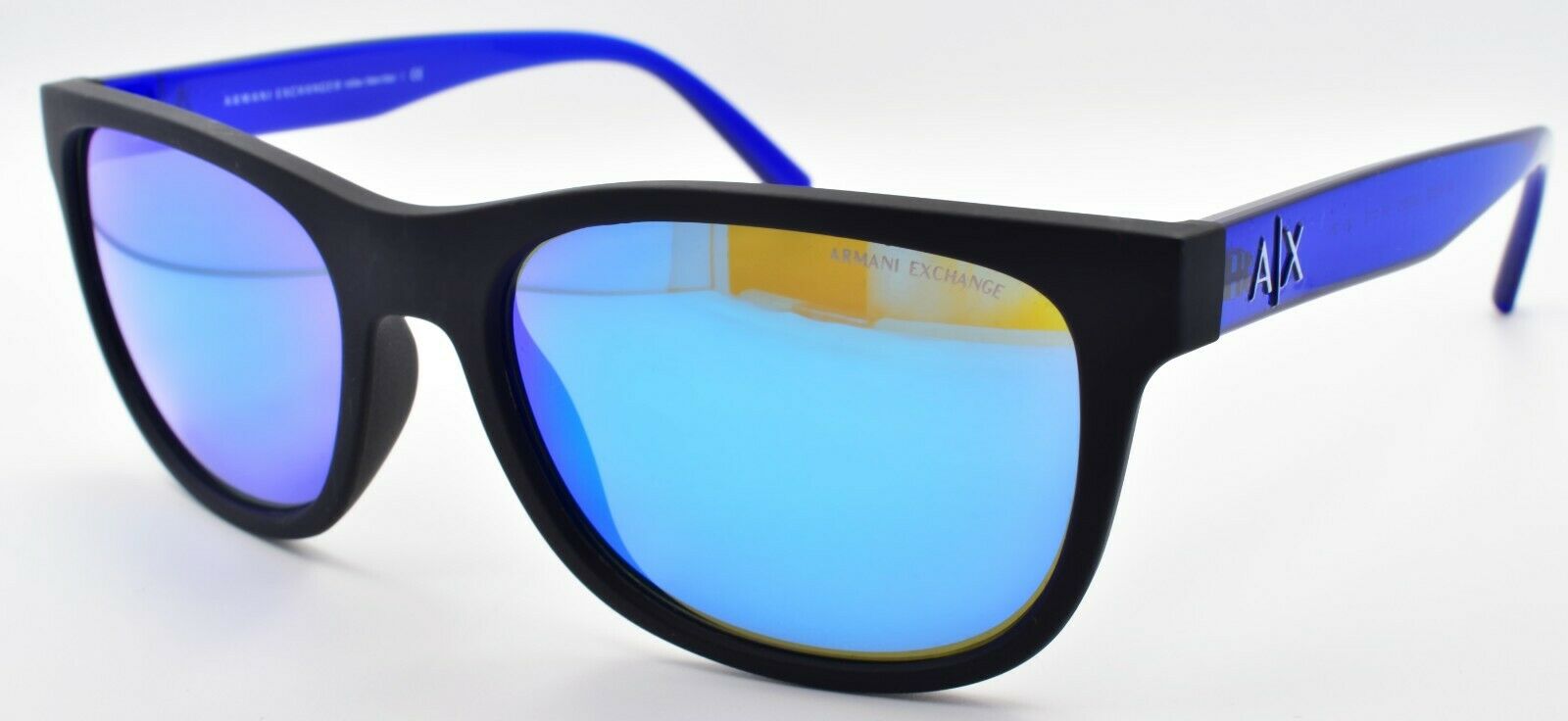 1-Armani Exchange AX4103S 807825 Sunglasses 56-18-145 Matte Black / Mirror Blue-7895653201521-IKSpecs