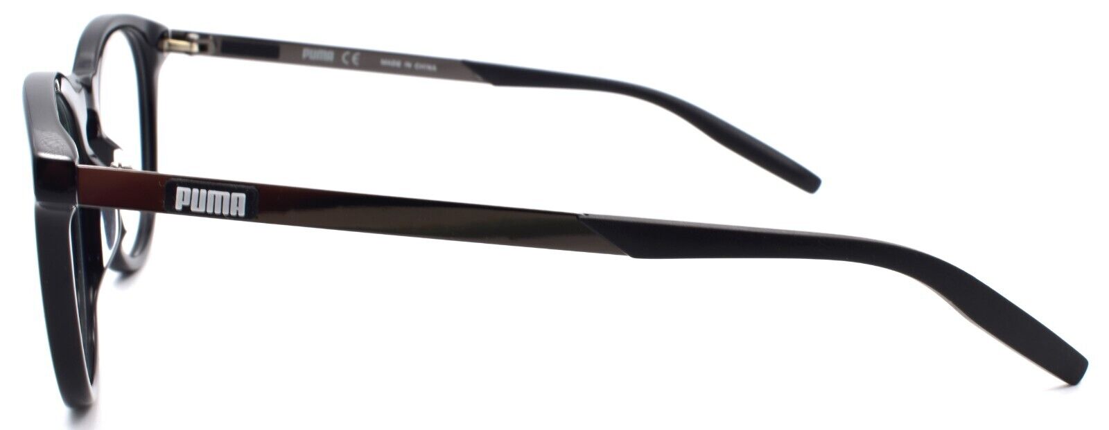 3-PUMA PU242O 001 Eyeglasses Frames Round 48-20-140 Black / Ruthenium-889652221113-IKSpecs