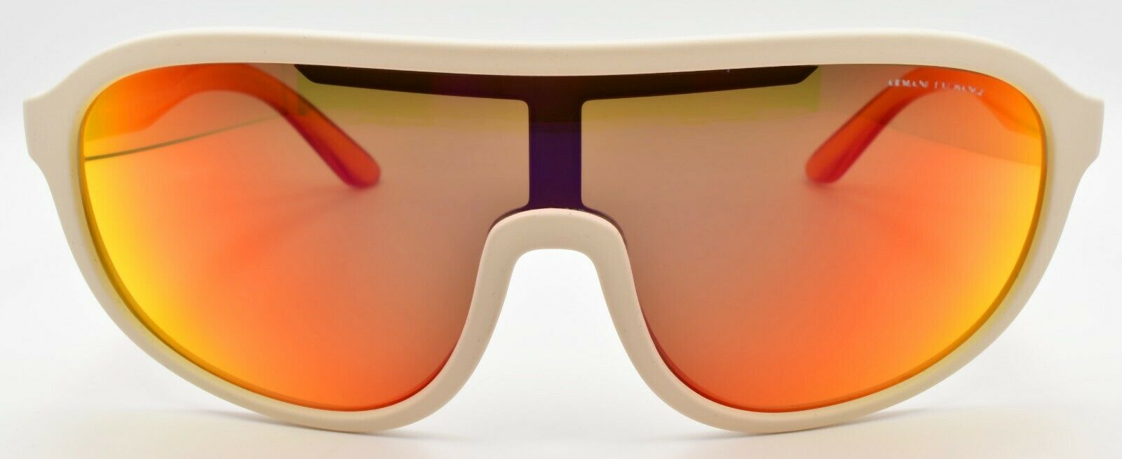 2-Armani Exchange AX4099S 83156Q Shield Sunglasses Matte White / Orange Mirror-7895653196711-IKSpecs
