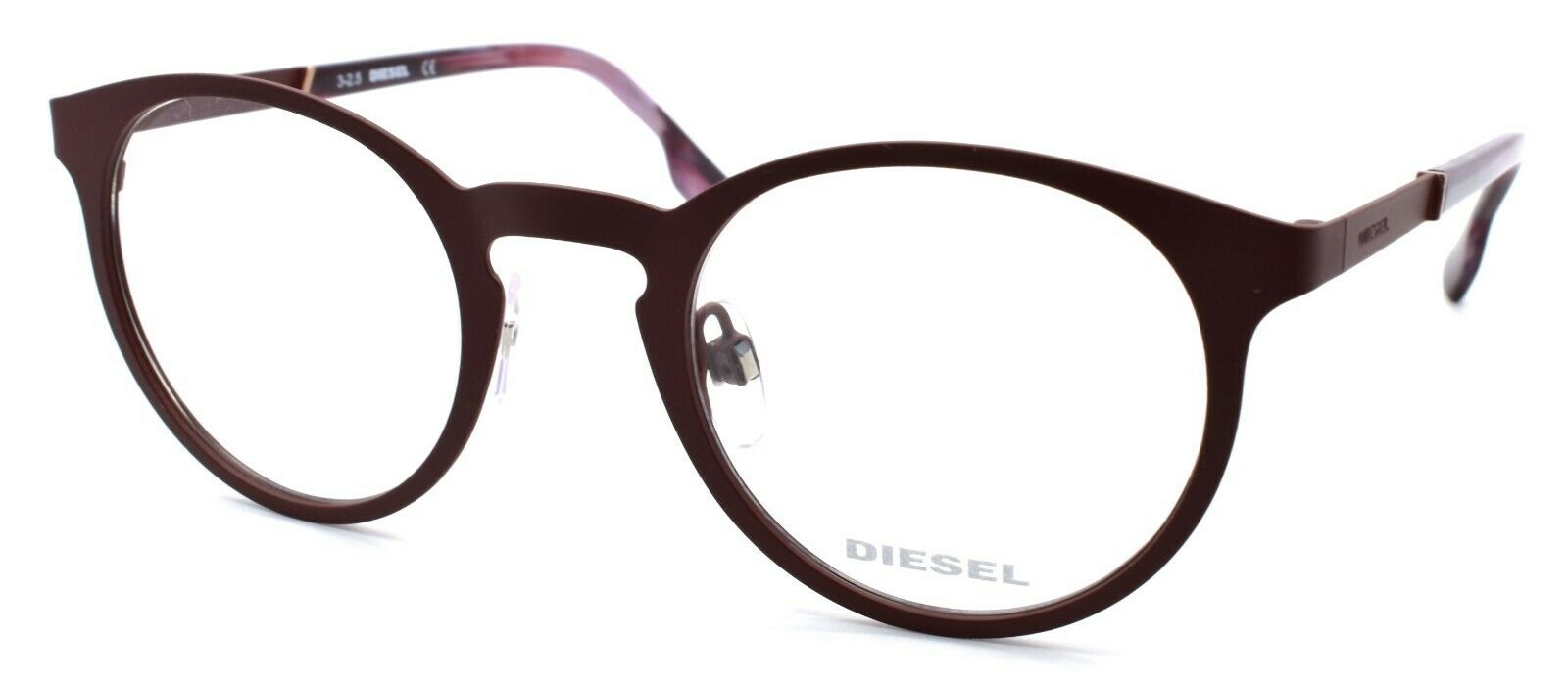 1-Diesel DL5200 079 Eyeglasses Frames Round 48-23-145 Matte Burgundy-664689765430-IKSpecs