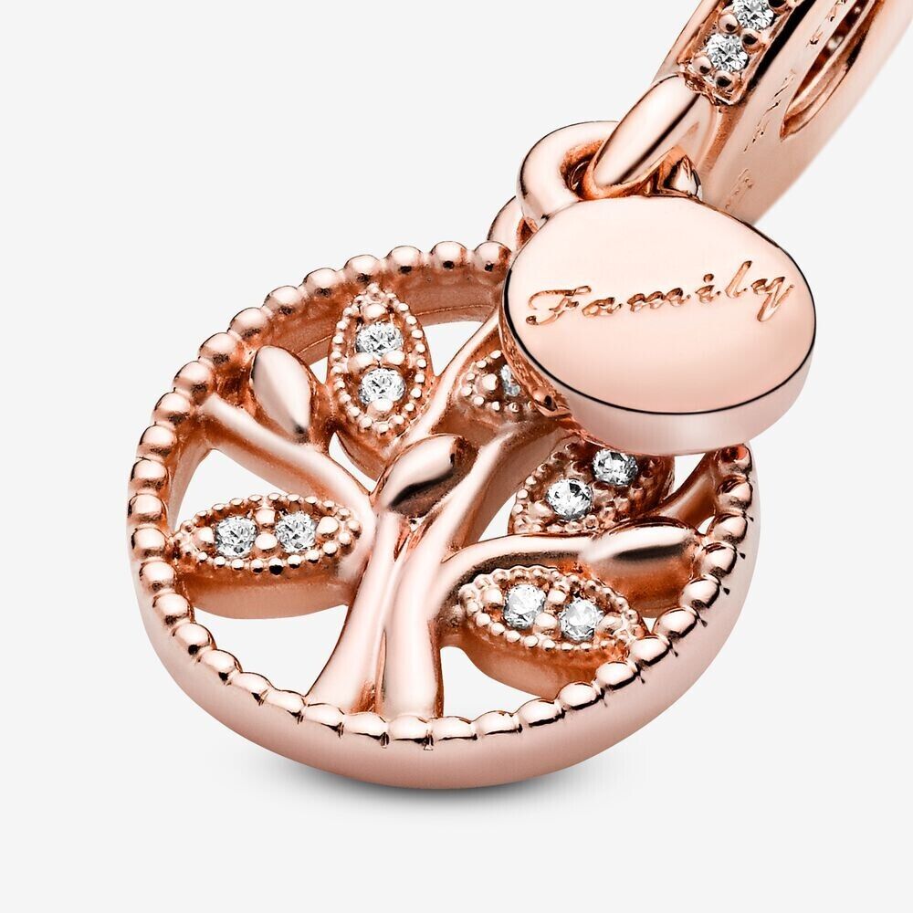 4-Pandora Charm Sparkling Family Tree Dangle 14K Rose Gold Plated 781728CZ-5700302593891-IKSpecs