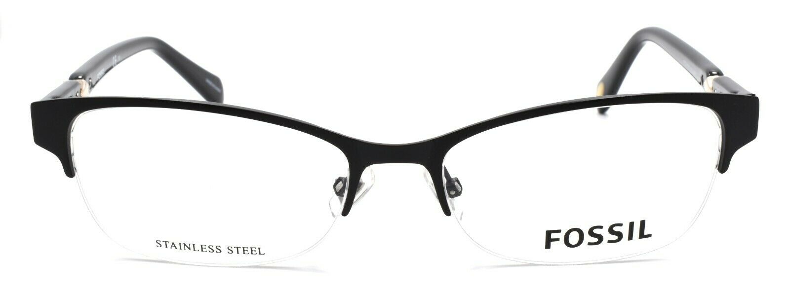 2-Fossil FOS 7000 10G Women's Eyeglasses Frames Half-rim 53-17-140 Matte Black-762753772794-IKSpecs