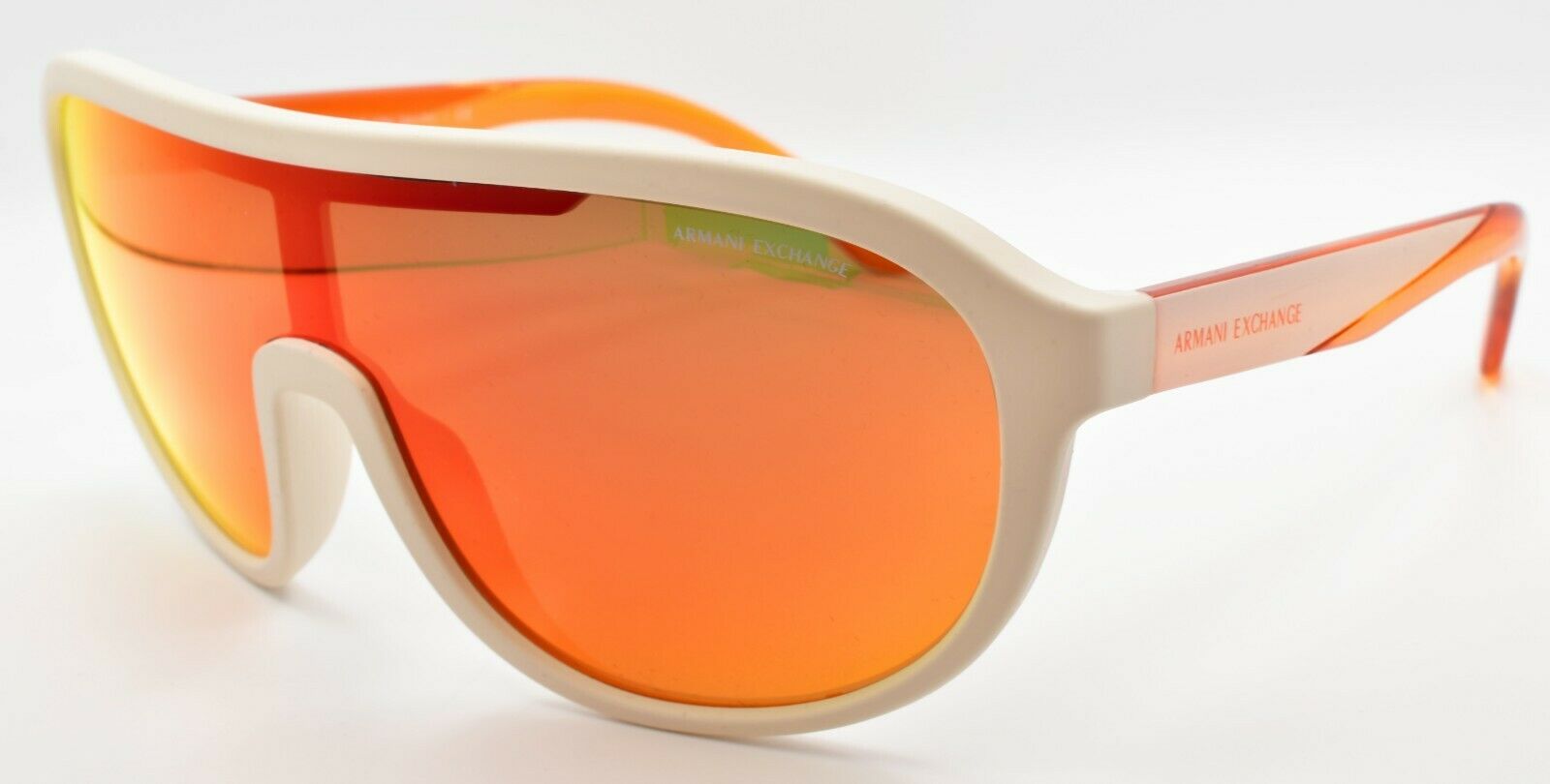 1-Armani Exchange AX4099S 83156Q Shield Sunglasses Matte White / Orange Mirror-7895653196711-IKSpecs