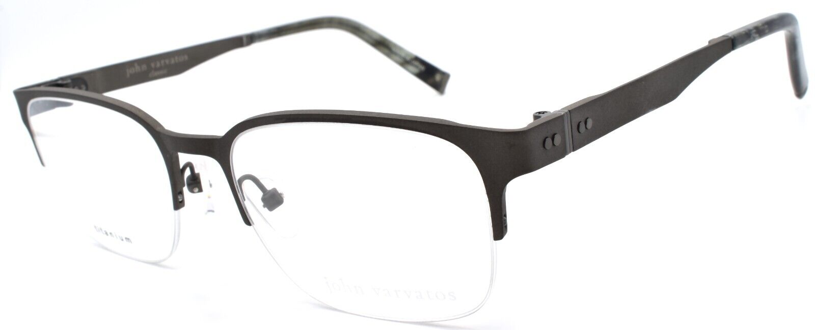 1-John Varvatos V163 Men's Eyeglasses Half-rim Titanium 53-20-145 Gunmetal Japan-751286309683-IKSpecs