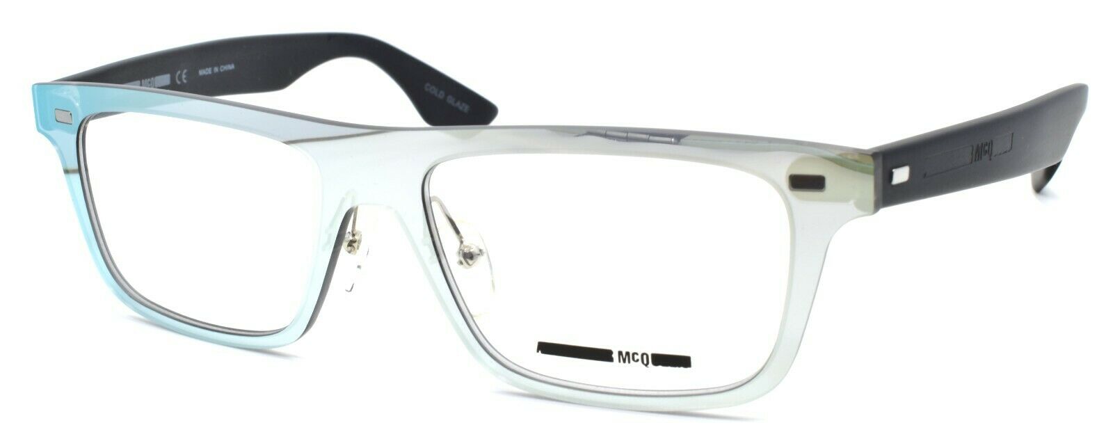 1-McQ Alexander McQueen MQ0025O 004 Unisex Eyeglasses 53-17-145 Silver / Black-889652010748-IKSpecs
