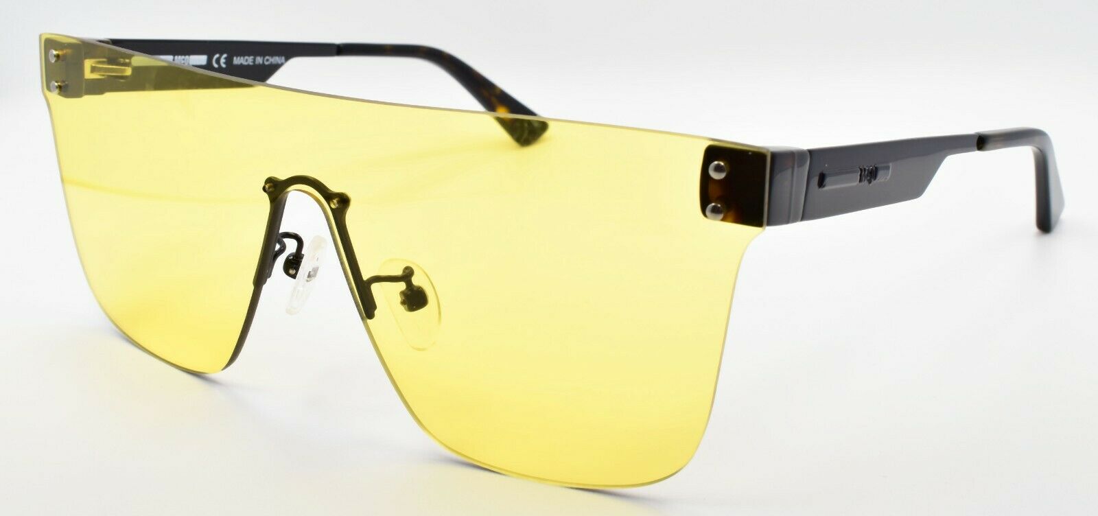 1-McQ Alexander McQueen MQ0131S 004 Unisex Sunglasses Shield Black / Yellow-889652146201-IKSpecs