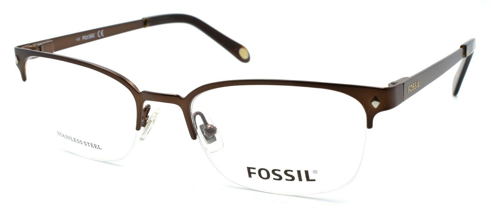 1-Fossil Will 05BZ Men's Glasses Frames Half-rim 52-19-145 Matte Chocolate Brown-716737556863-IKSpecs