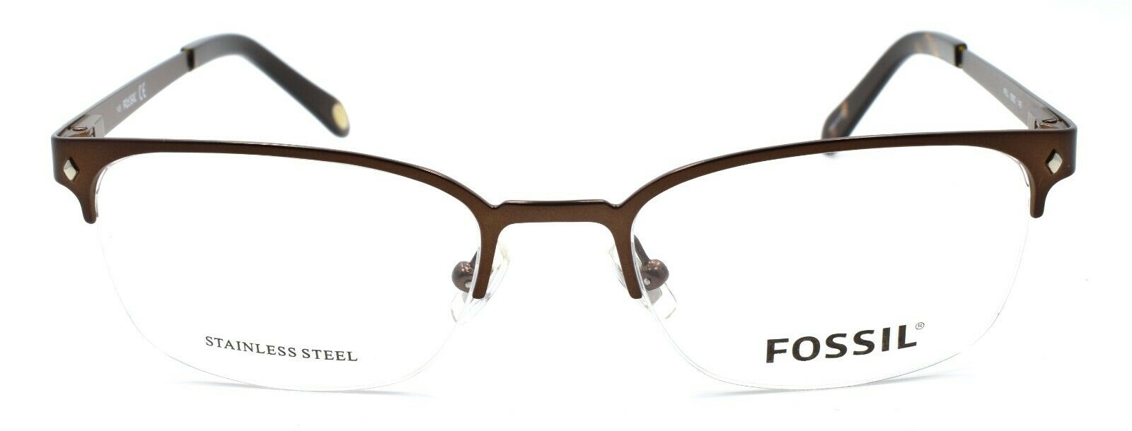 2-Fossil Will 05BZ Men's Glasses Frames Half-rim 52-19-145 Matte Chocolate Brown-716737556863-IKSpecs