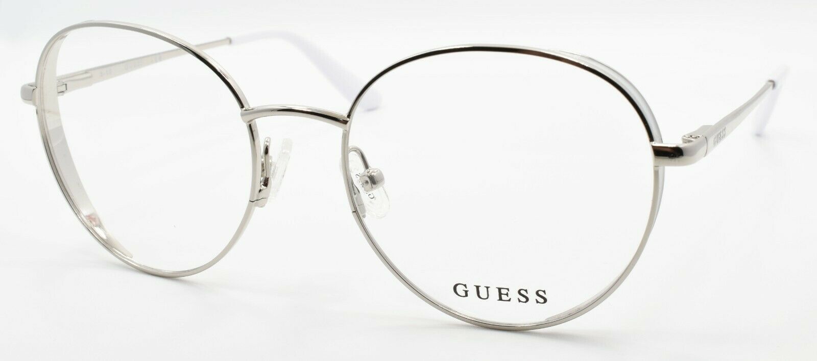 1-GUESS GU2700 010 Women's Eyeglasses Frames Round 52-18-140 Shiny Light Nickeltin-889214012241-IKSpecs