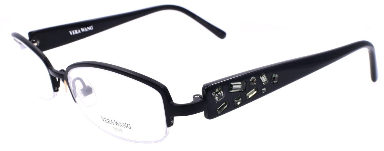 Vera Wang Plush BK Women's Eyeglasses Half-rim 51-17-130 Black w/ Crystals