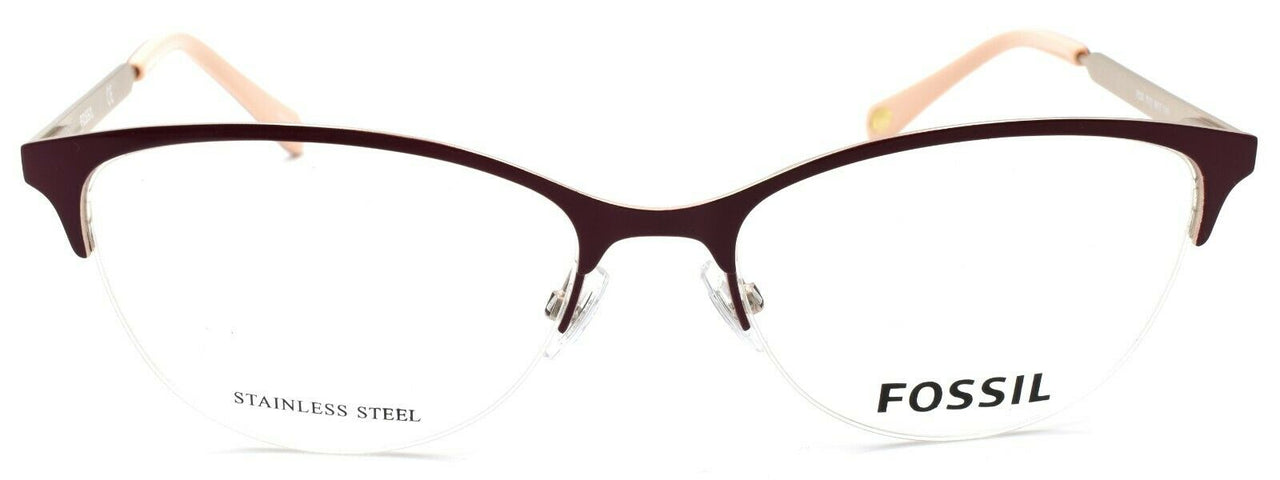2-Fossil FOS 7011 6K3 Women's Eyeglasses Frames Half-rim 54-17-145 Burgundy / Gold-762753340825-IKSpecs